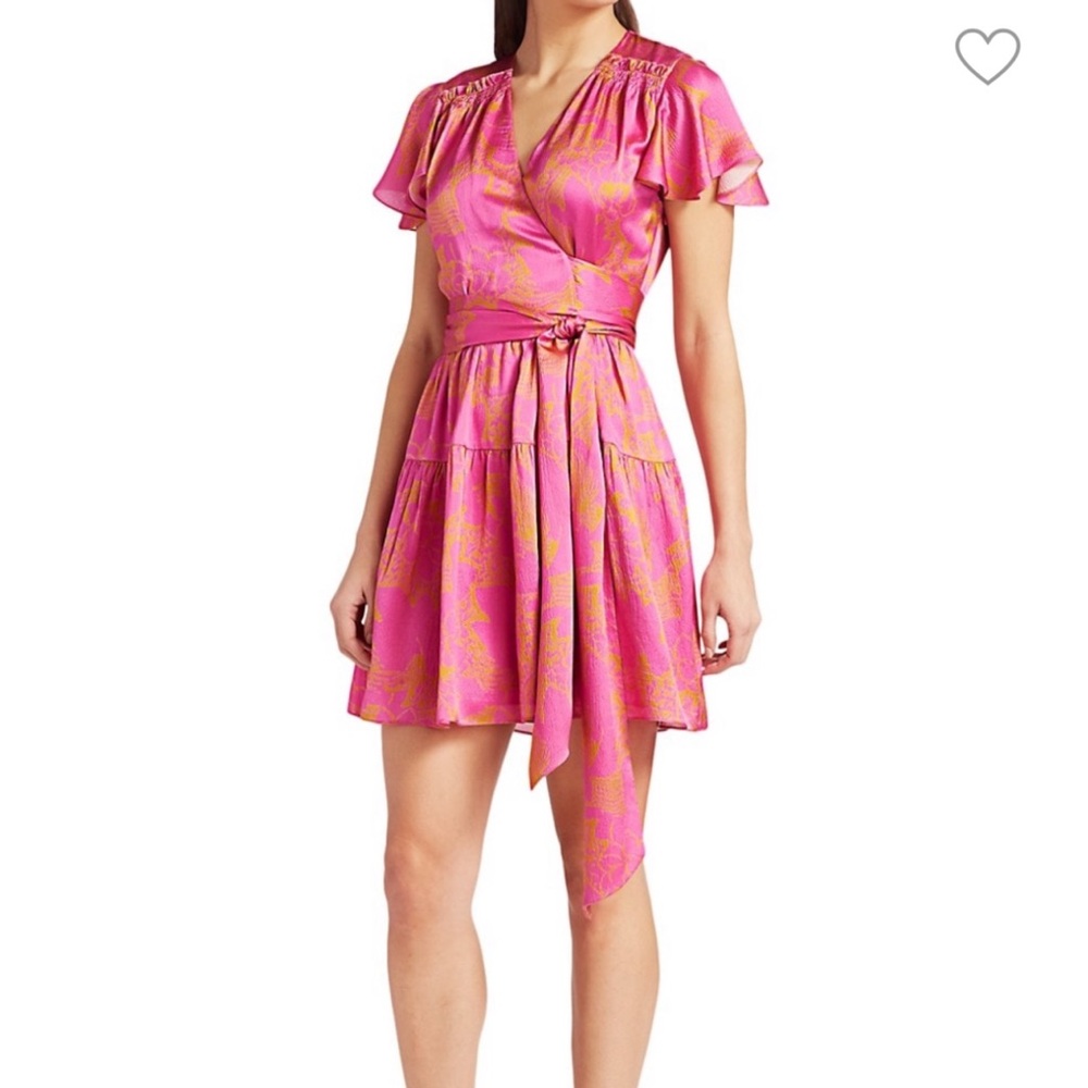 Tanya Taylor Pink Floral Wrap Dress